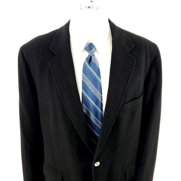 Joe Frank 100% Cashmere 2 Button Sport‎ Coat 44L Black Blazer - Picture 1 of 12